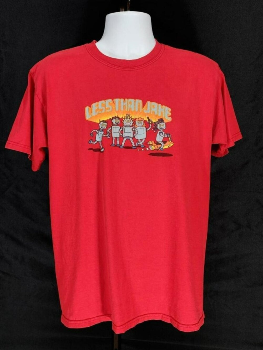 Vintage Y2k Less Than Jake Pop Punk Ska Concert Band Tee Red T-Shirt RARE. Sz M